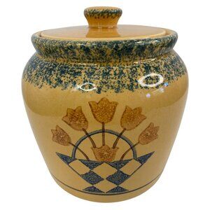 VTG Pfaltzgraff Large Flowers Of Love Covered Crock 94 8"x 8" Kitchen Americana